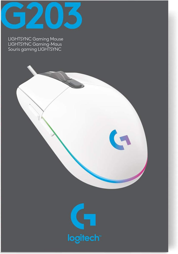 Logitech G203 Gaming-Maus mit anpassbarer LIGHTSYNC RGB-Beleuchtung, 6 programmierbare Tasten, spiel