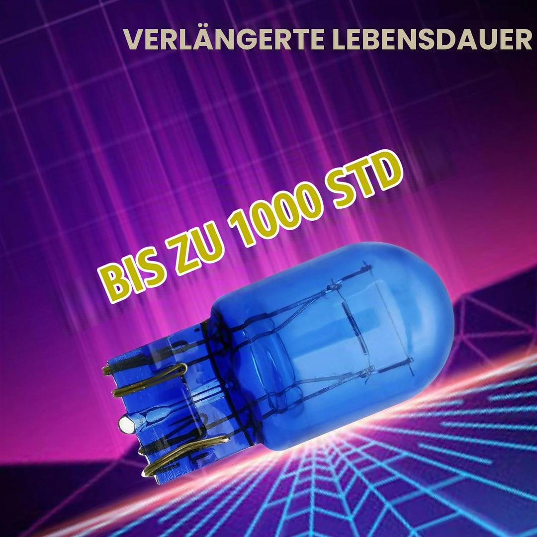 4x 7443 W21/5W T20 Glühbirnen Xenon Weiss 12V 21W 5W Super White Glassockel W3x16q Halogen Lampen Ka