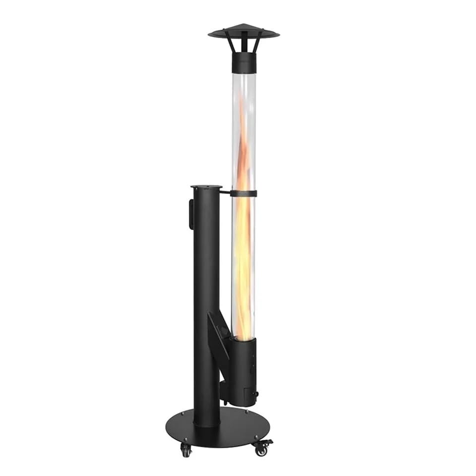 QH HeatRocket Pelletkamin P07 mit Rädern – Schwarz | Pelletofen 5 kW, P07
