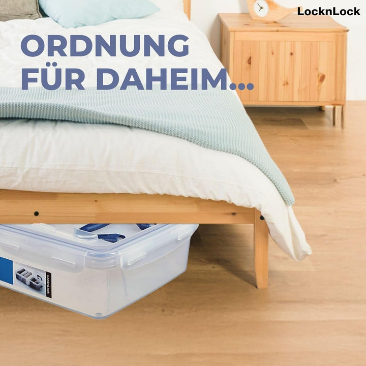 LocknLock PP CLASSIC Aufbewahrungsbox mit Deckel und Griffen | 10 L, 456 x 300 x 110 mm | 100 % Luft