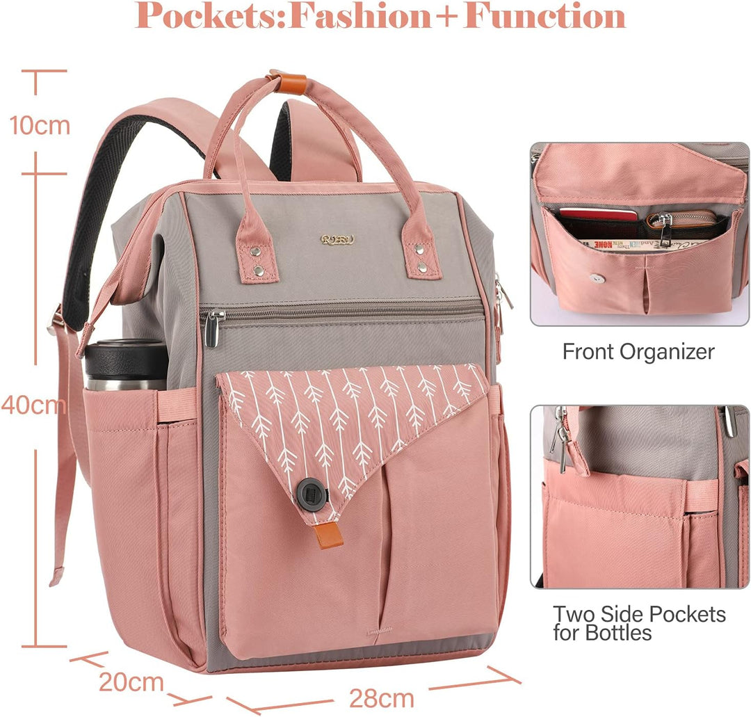 Damen Arbeit Rucksack Schulrucksack mit USB-Ladeanschluss, Anti Diebstahl für Uni Freizeit Job, Wass