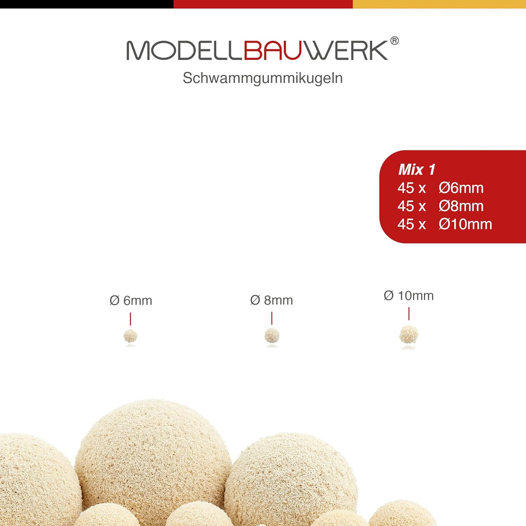 Vielseitigkeit pur! - Schwammgummikugeln 6/8/10er Mix hell, je 35St.= 105St., kreiere realistische u