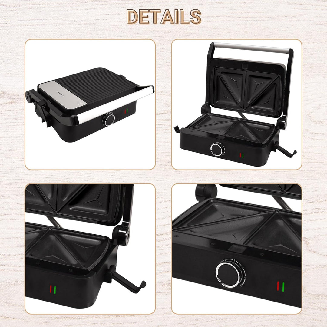 Syntrox SM-1000W Toledo Sandwichmaker mit Wechselplatten – knusprige Toast-Sandwiches schnell &amp; glei