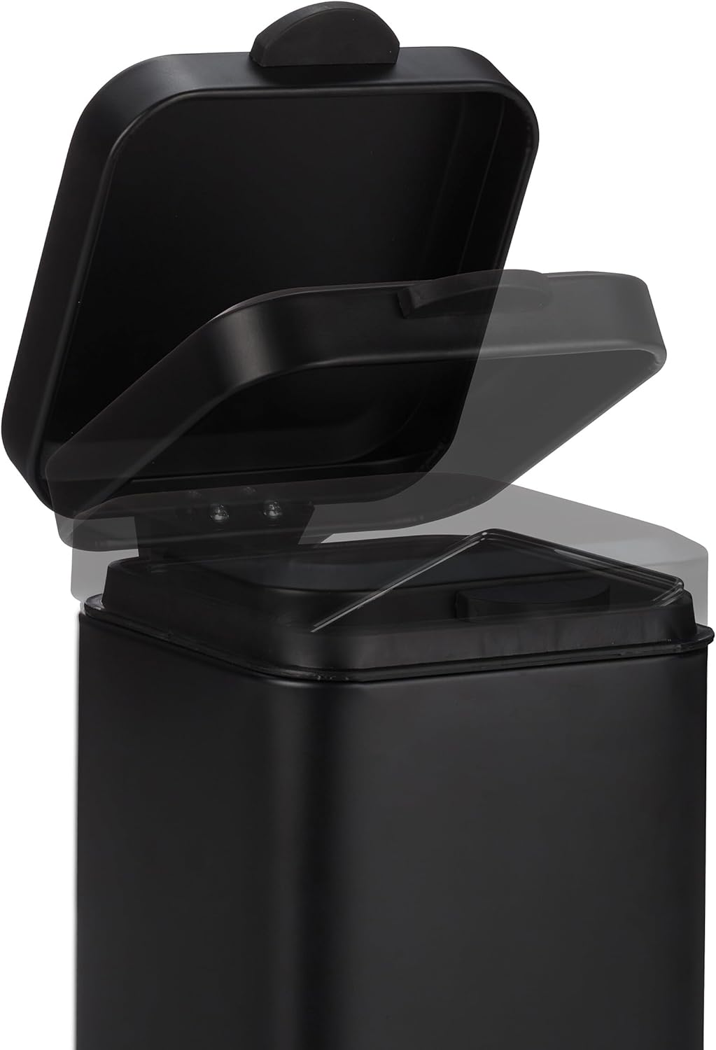 Relaxdays Kosmetikeimer Wandmontage, 6 Liter, Absenkautomatik, Inneneimer, Metall, eckiger Badezimme