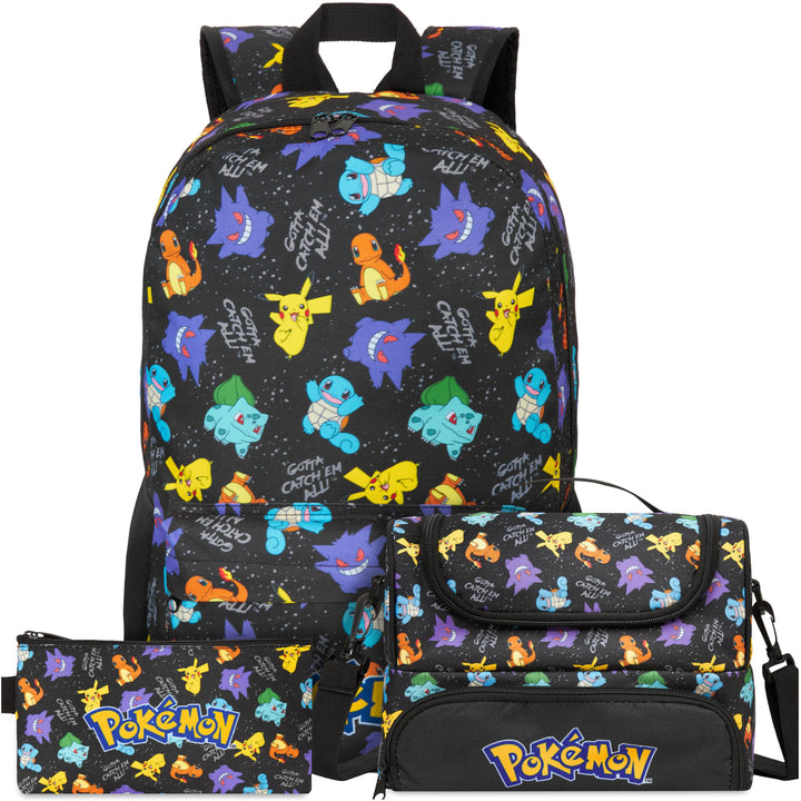Get Trend Pokemon Rucksack Kinder 3er Set, Kinderrucksack mit Federmäppchen und Isolierte Lunchtasch