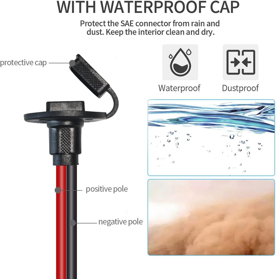 SAE Wetterfest Steckdose Seitenwandanschluss, 12AWG SAE Socket auf Ringkabelschuh Kabel mit 10A 15A