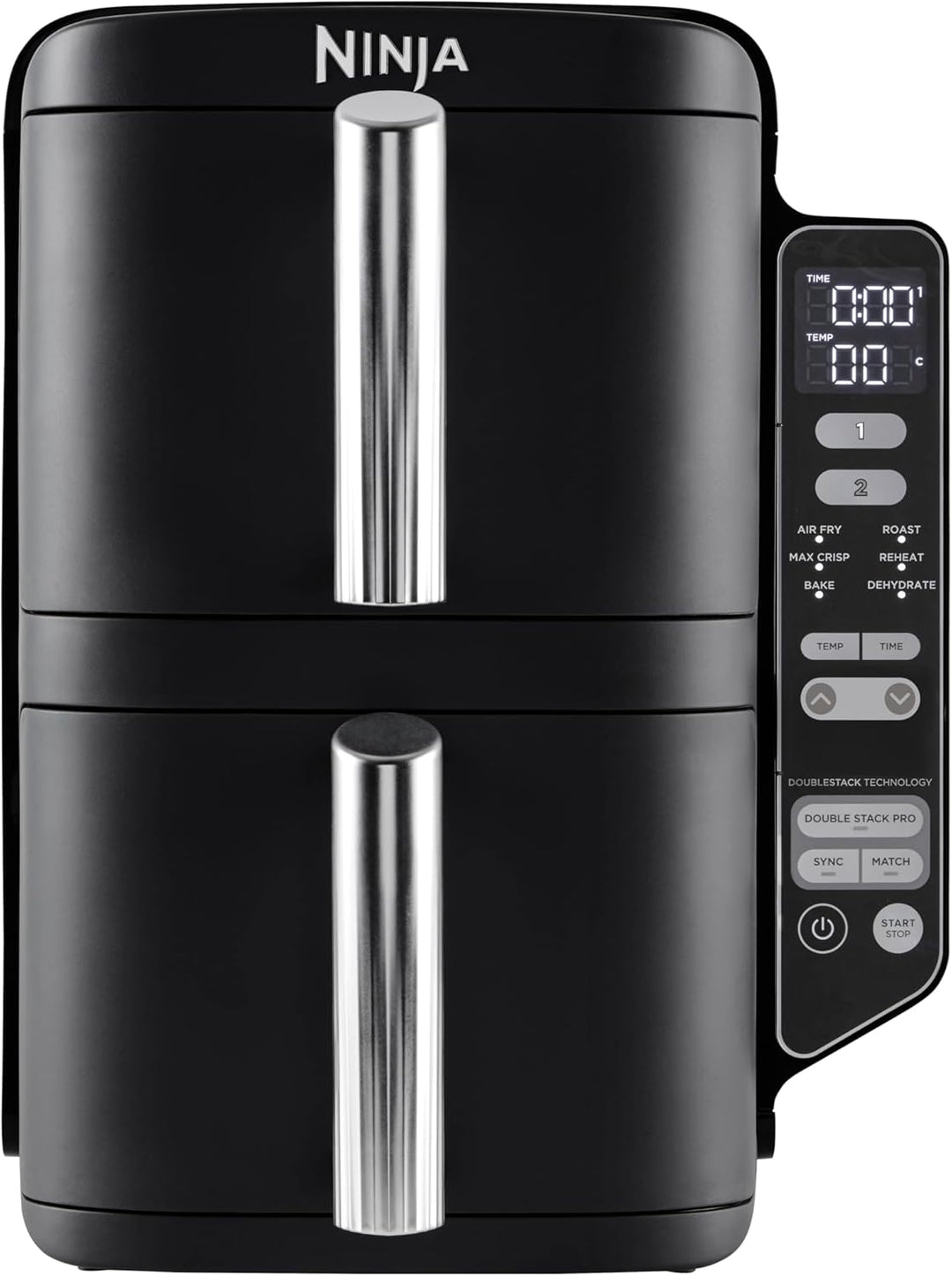 Ninja Double Stack Heissluftfritteuse, 7,6 L Airfryer, Doppelkorb-Heissluftfritteuse mit 4 Kochstufe