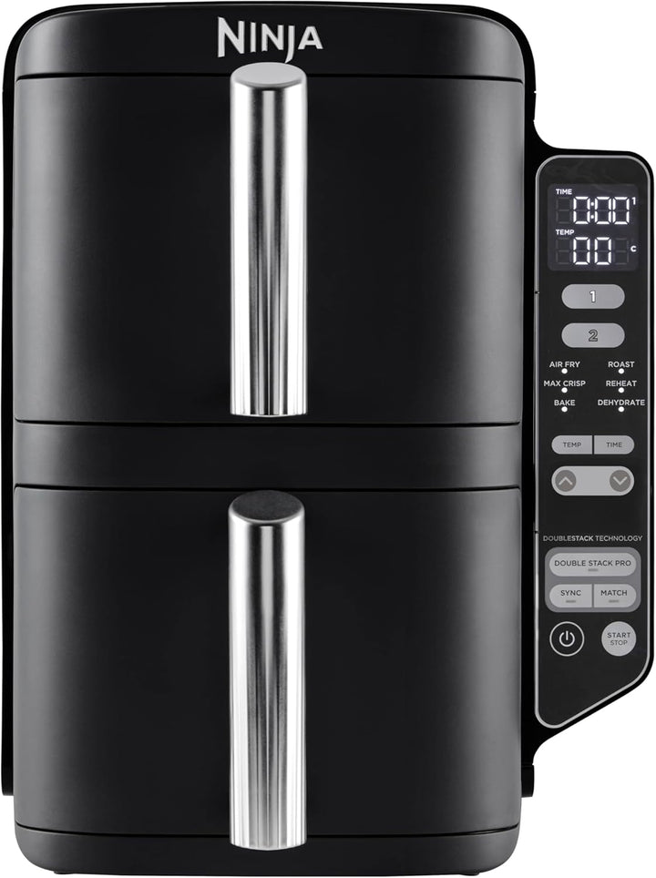 Ninja Double Stack Heissluftfritteuse, 7,6 L Airfryer, Doppelkorb-Heissluftfritteuse mit 4 Kochstufe