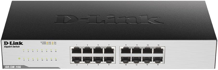 D-Link GO-SW-16G Gigabit Easy Ethernet Gigabit Desktop Switch, Schwarz ( Design kann variieren ) 16