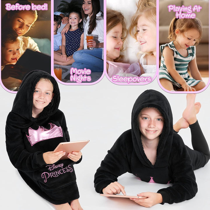 Disney Stitch Kapuzenpullover Mädchen, Übergrosse Hoodie Decke Kinder mit Sherpa-Kapuze und Kängurut