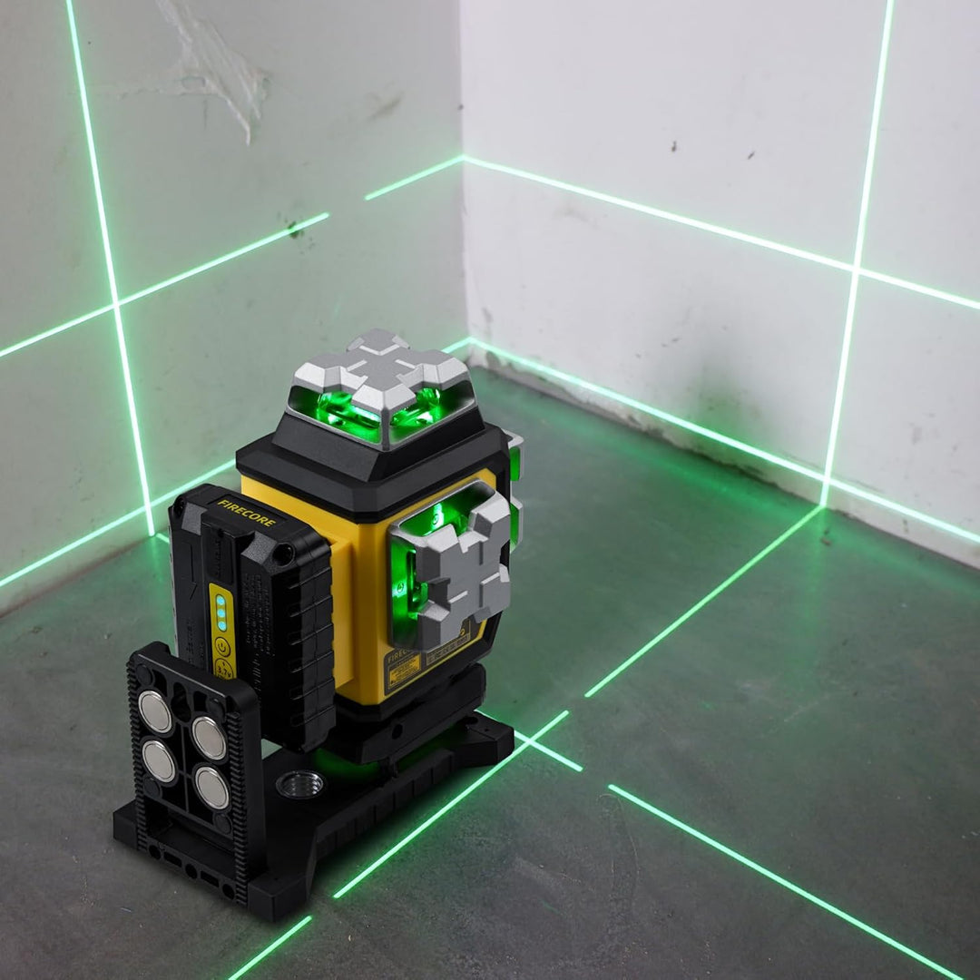 FIREOCRE Laser Level,4 x 360 Selbstnivellierendes grünes Fliesenlaserwerkzeug,3D Kreuzlinienlaser Ni