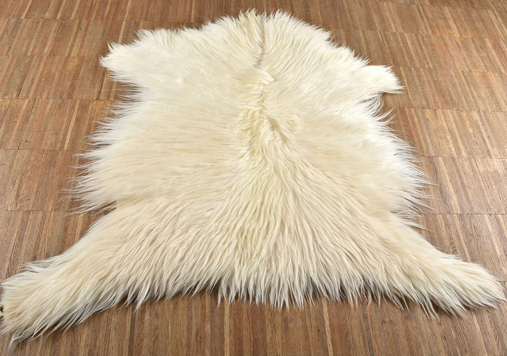 ZIEGENFELL Creme Weiss Champagner LANGHAAR CA. 70 x 50 cm DEKO Fell VON KUHFELLE ONLINE