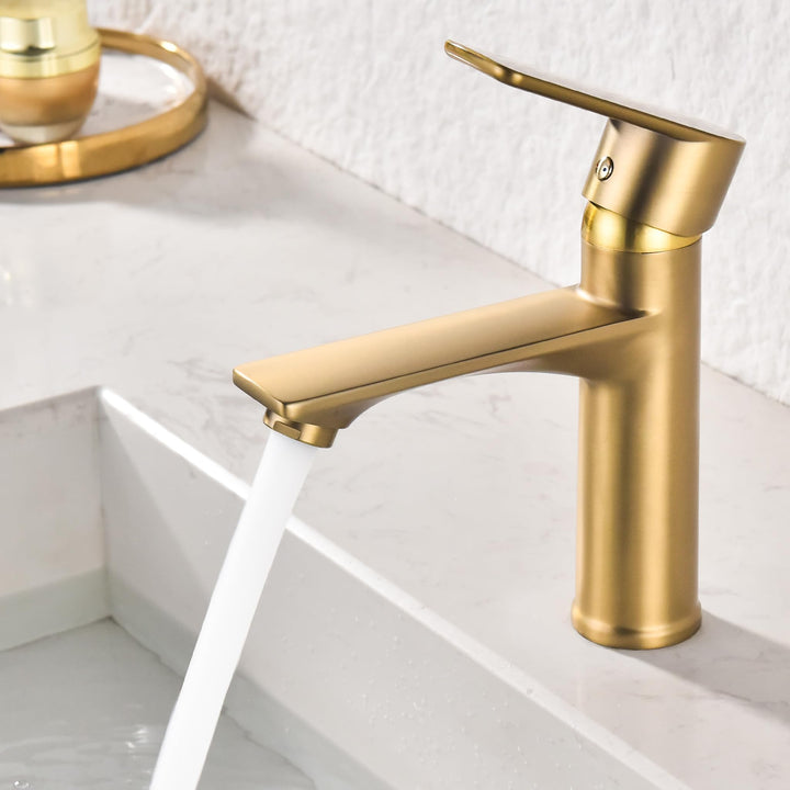 HOMELODY Wasserhahn Bad Gold Bleifreie Sicherheit Mischbatterie Waschbecken, Gold