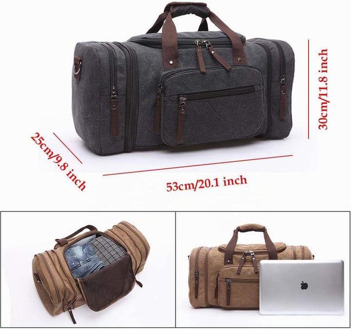 WTiger Reisetasche, gross 40 l 50 l erweiterbare Segeltuch-Reisetasche, Unisex-Reisetaschen, Wochene