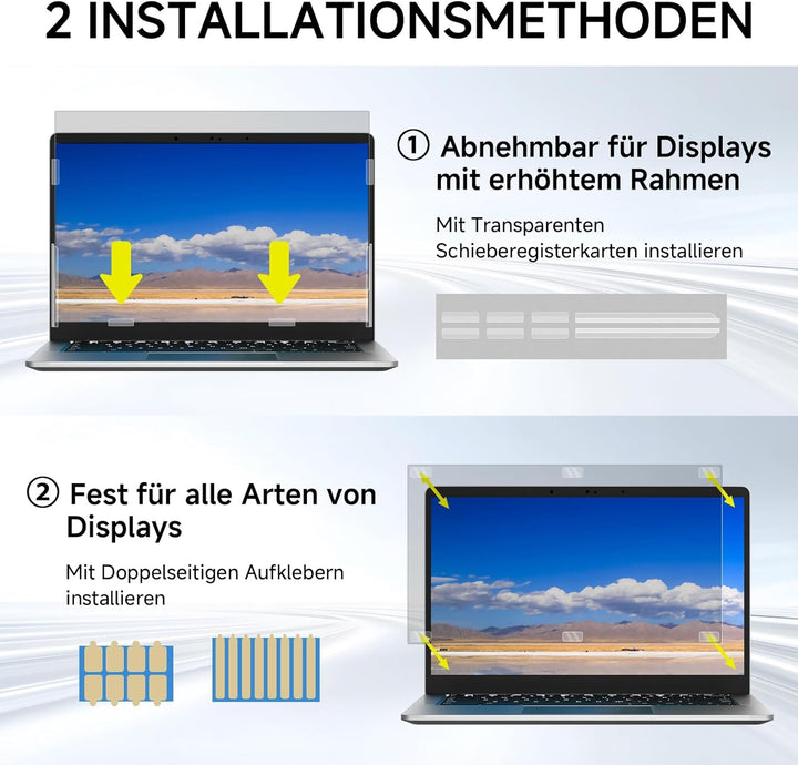 ZOEGAA Sichtschutzfolie Laptop 14 Zoll 16:9,Anti Blaulicht Blendschutz Sichtschutz Laptop 14 Zoll, A