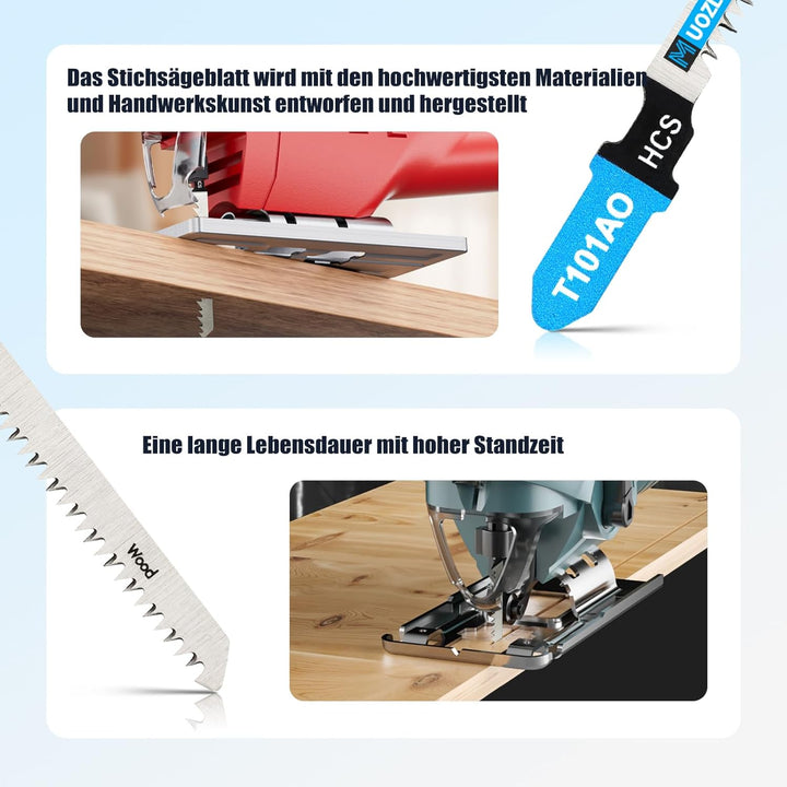 100tlgT101AO Stichsägeblätter ，T-Schaft Stichsägeblatt Set mit Aufbewahrungskoffer für Holz，sägeblät