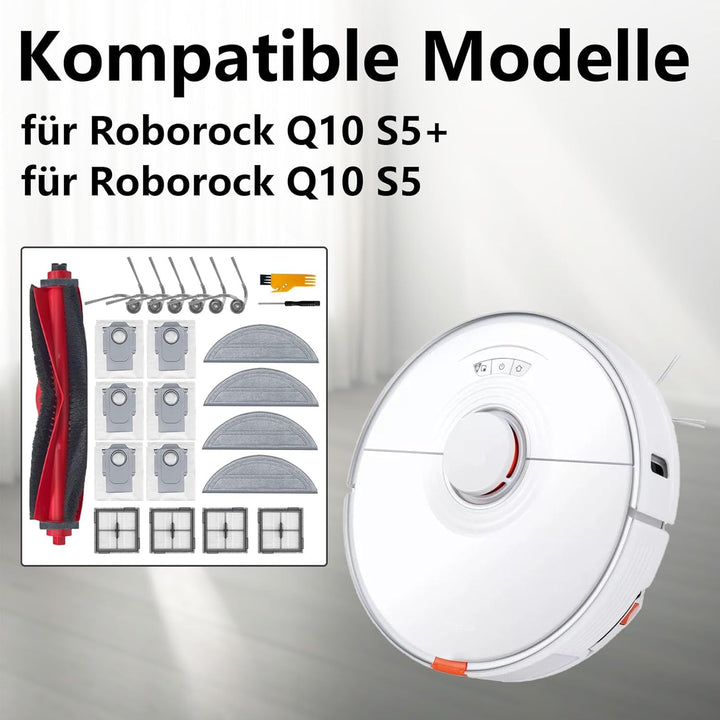 21 Stück Zubehörset für Roborock Q10 S5+, für Roborock Q10 S5 Roboterstaubsauger, 1 Hauptbürsten, 4