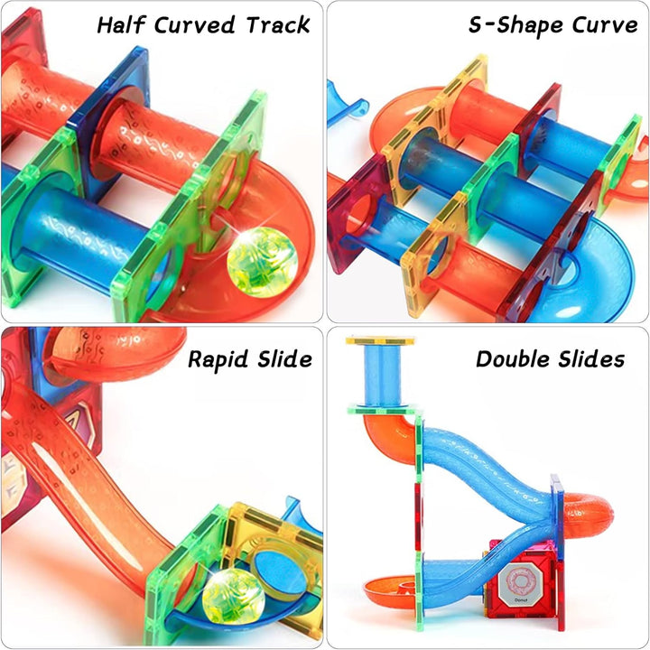 Jvchengxi Magnetische Bausteine, 75 Stücke STEM Konstruktion Fliese Magnet Blöcke Murmelbahn-Set Mon