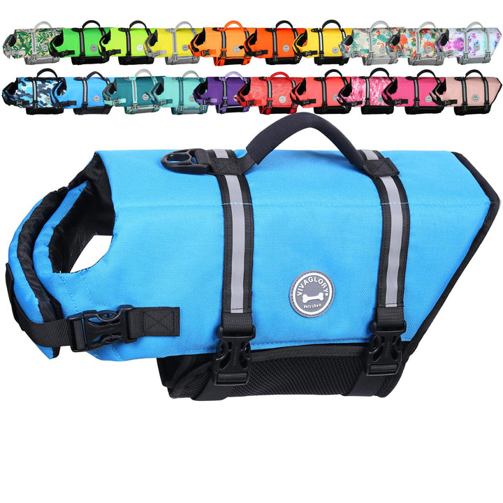VIVAGLORY Ripstop Hunde Rettungsweste für Kleine Mittel Grosse Hunde Bootfahren, Hund Schwimmweste m