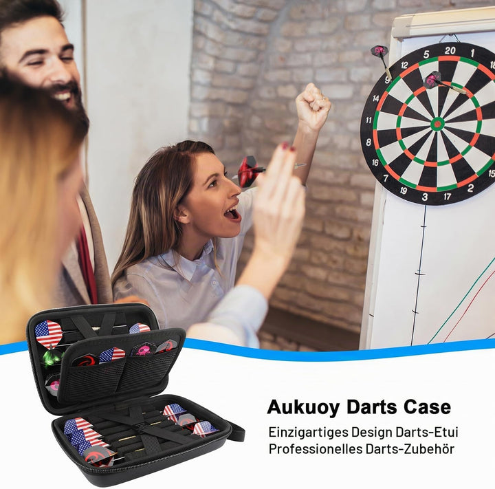 Darttasche, Dart Tasche für Stahl- oder Softtip-Darts, Platz für 12 komplett montierte Darts und Zub