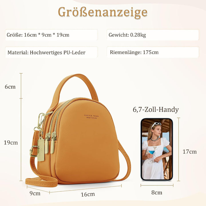 DORRISO Mini Damen Rucksack Elegant Tagesrucksack mit Kopfhörerloch Handtasche für Schule Reisen Läs