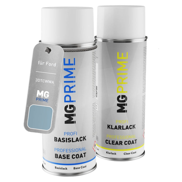 MG PRIME Autolack Sprühdosen Set für Ford 3DTCWWA / PN3BJ0 / Z Tonic Metallic/Kristallblau Metallic