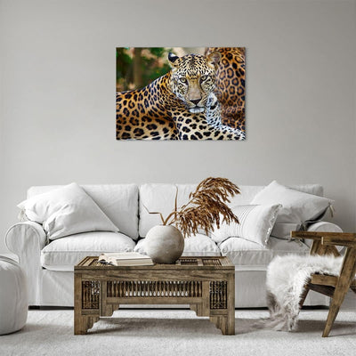 Bilder auf Leinwand Leopardpanther Katze Tier Savanne Leinwandbild 70x50cm Wandbilder Dekoration Woh