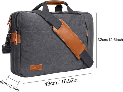 ESTARER umwandelbar Rucksack Laptoptasche Umhängetasche Messenger Bag 17/17,3 Zoll Multifunktions Ta