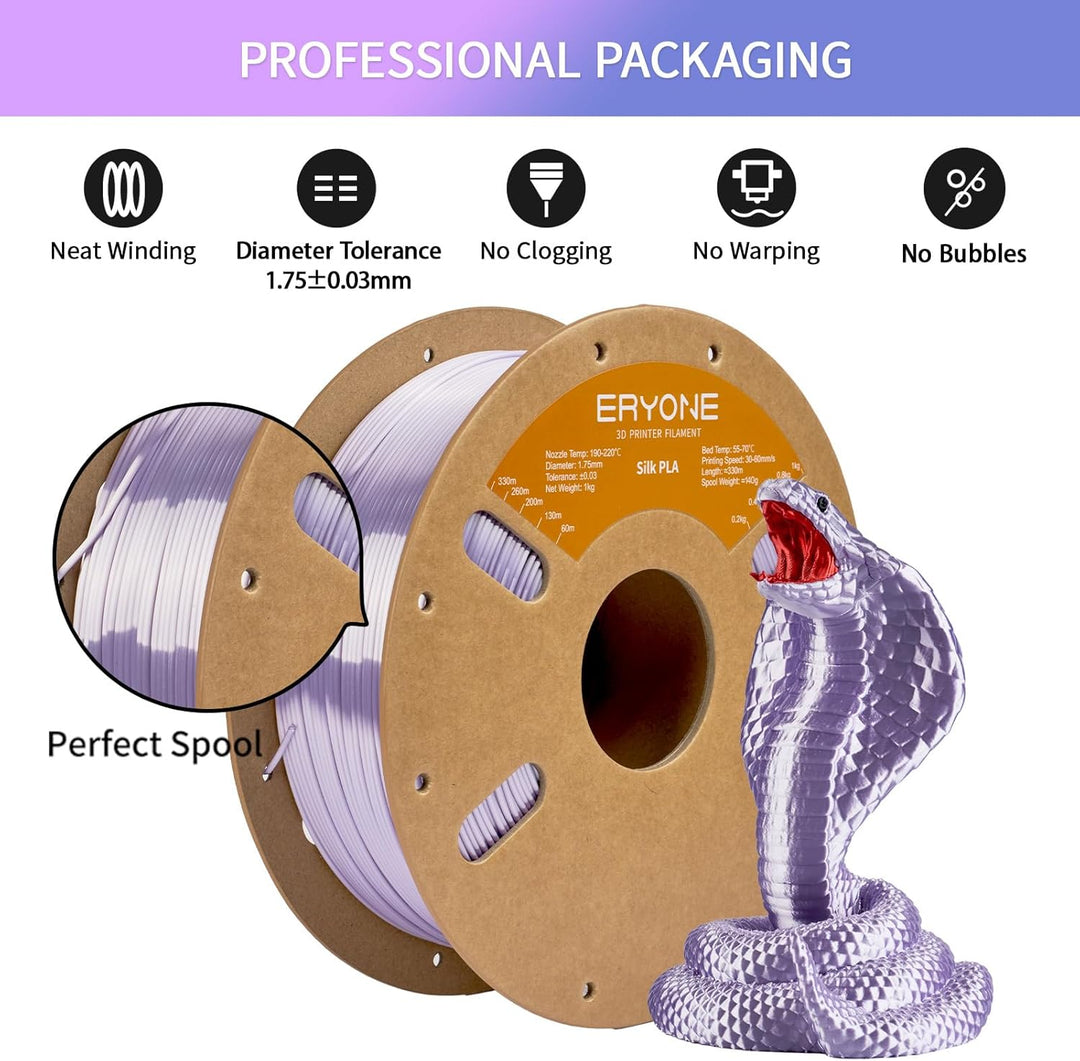 ERYONE Seiden PLA Filament 1.75mm, PLA Seiden Filament für 3D Drucker, 1.75mm +/- 0,03 mm, 1kg /Spul