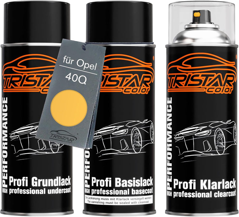 TRISTARcolor Autolack Spraydosen Set für Opel 40Q Sunny Melon/Sunny Melone Grundlack Basislack Klarl