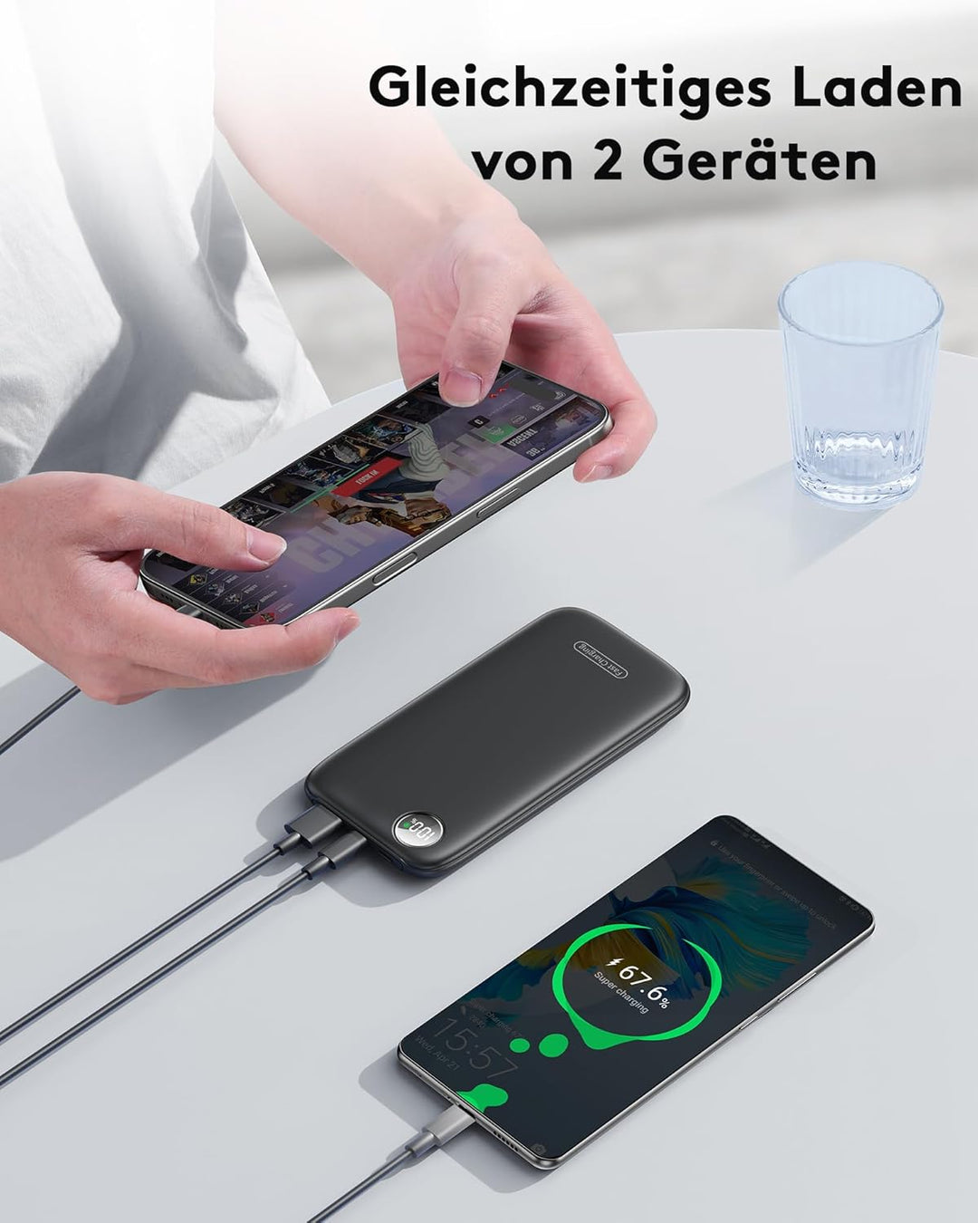 Leicht Aber Stark Externe Handyakkus, Flach 10000mAh Power Bank PD 22.5W Schnellladefunktion USB C I