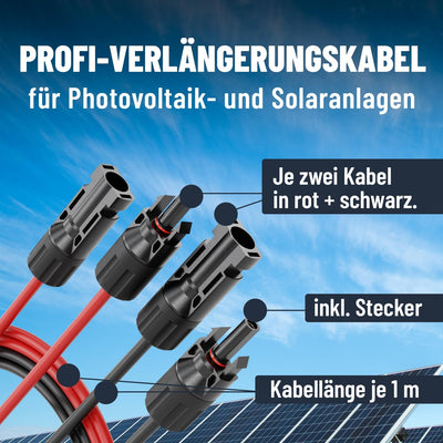 ABSINA 4x 1 Meter Solarkabel 4mm2 H1Z2Z2-K schwarz & rot - PV Kabel 4mm2 UV-beständig - Solarleitung