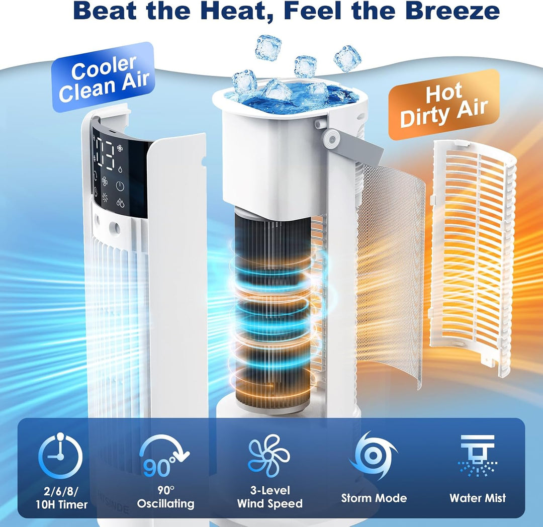Klimaanlage Mobil, 4-In-1 Luftkühler mit Wasserkühlung, Mobile Klimaanlage con Tanque de 900ml, 3 Ge