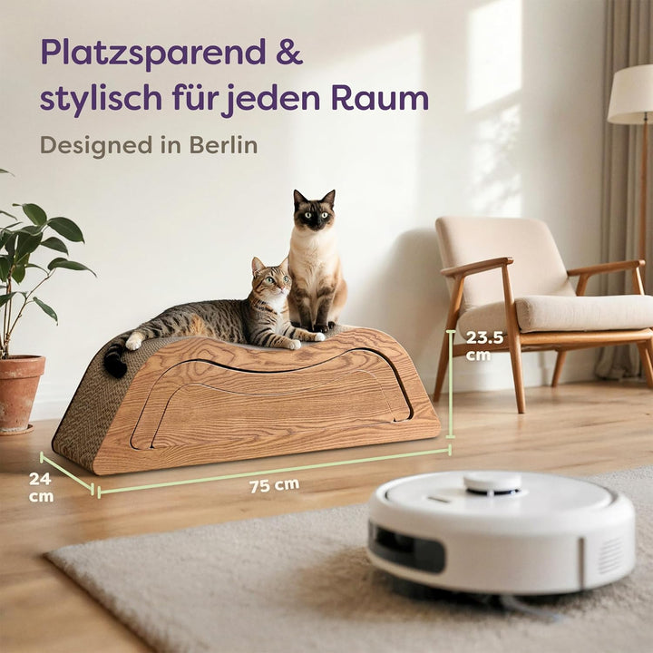 Kratzmöbel Kratzbrett Katze 3-teilig XXL 75cm – Besonders Kratzfeste Kratzpappe zur Krallenpflege –