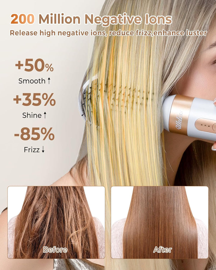 UKLISS Warmluftbürste Set 7 in 1, Haartrockner & Zubehör Airstyler mit 110000 U/Min Ionen Föhn, Auto