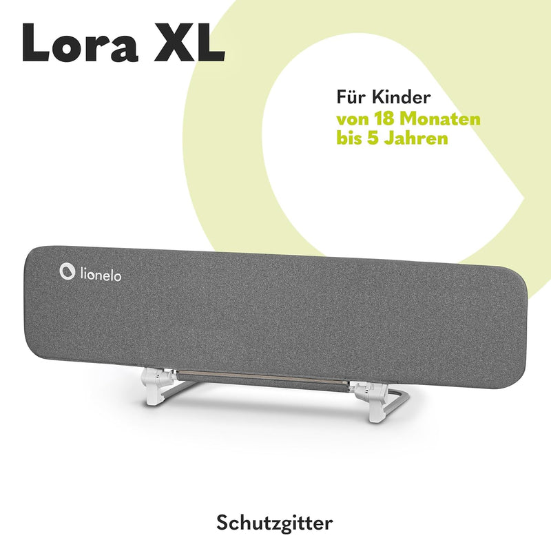 Lionelo Lora XL Tragbares Bettschutzgitter für Kinder, Neigungsverstellung bis 180°, klappbares Schu