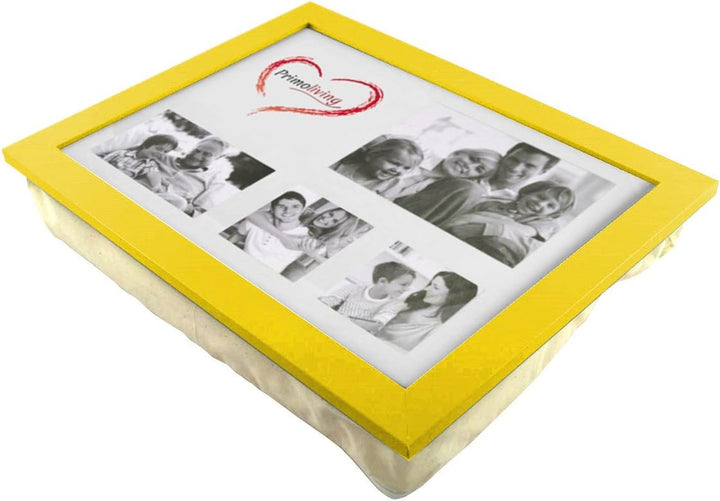 PrimoLiving Knietablett mit Fotorahmen - 43 x 32,5 x 8 cm – Tablett als Laptopunterlage – Sofa oder