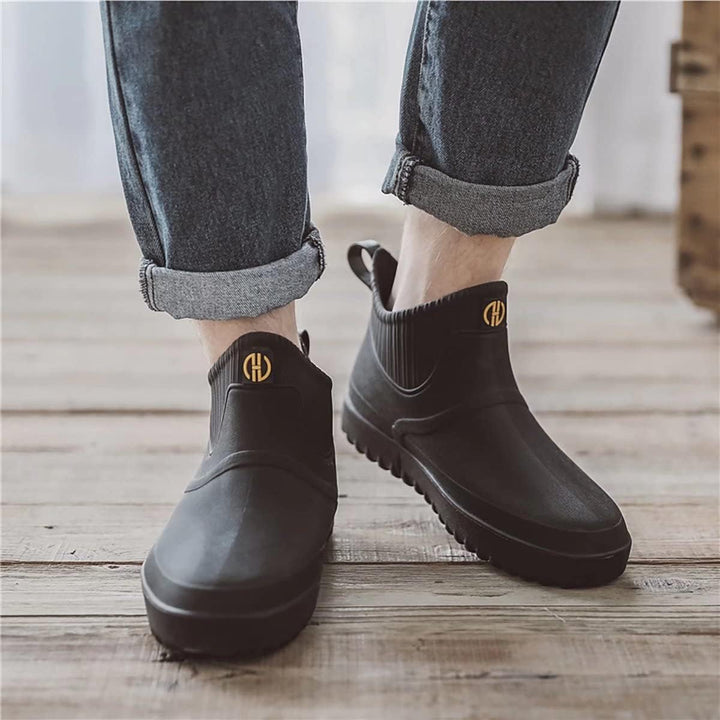 Gummistiefel Herren Damen Kurzschaft Wasserdicht Rutschfest Regenstiefel, G1 Schwarz