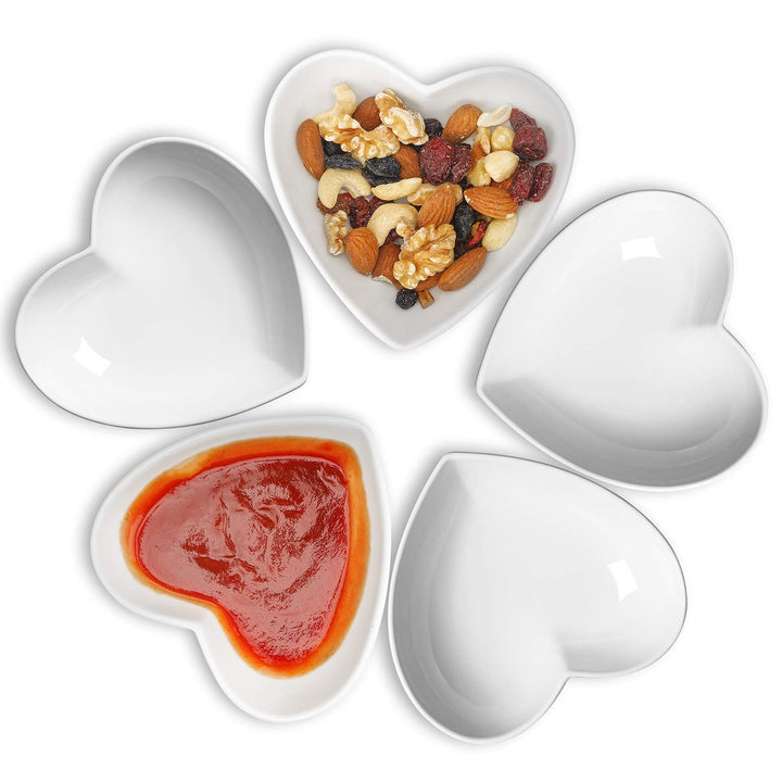 Cute Heart Bowl Dipping 5er-Set, Beilagenschalen aus Keramik, Dessertschale für Obst/EIS/Pudding/Cre