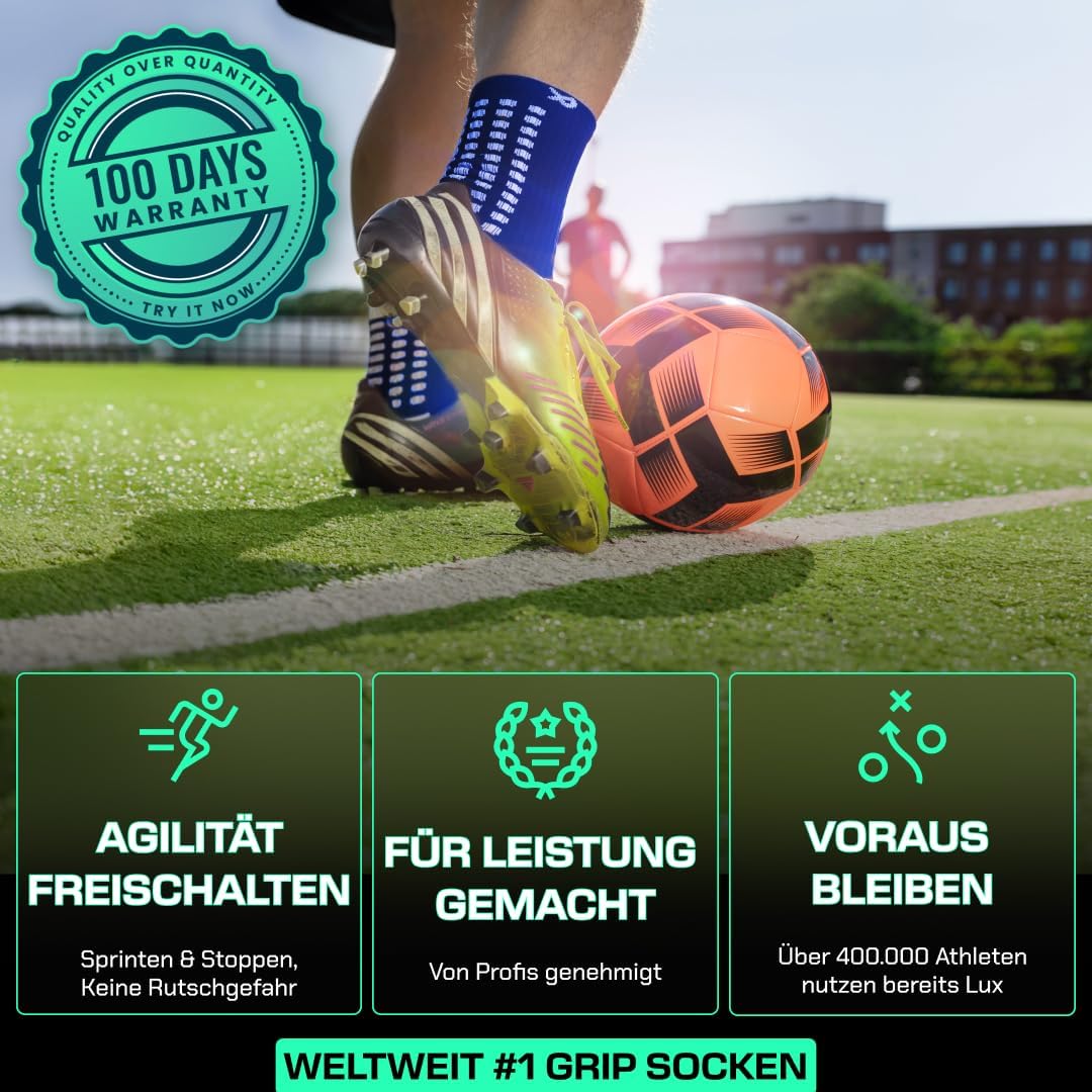 LUX Sports DualGrip Fussballsocken - Sportsocken mit Gumminoppen - Grip & Zehenverstärkung - Grip So