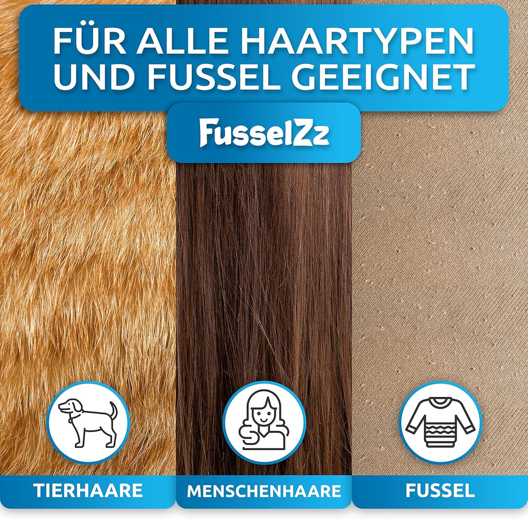 FusselZz® Home Premium Fusselrolle Schwarz Tierhaare - Selbstreinigender Tierhaarentferner zum Katze
