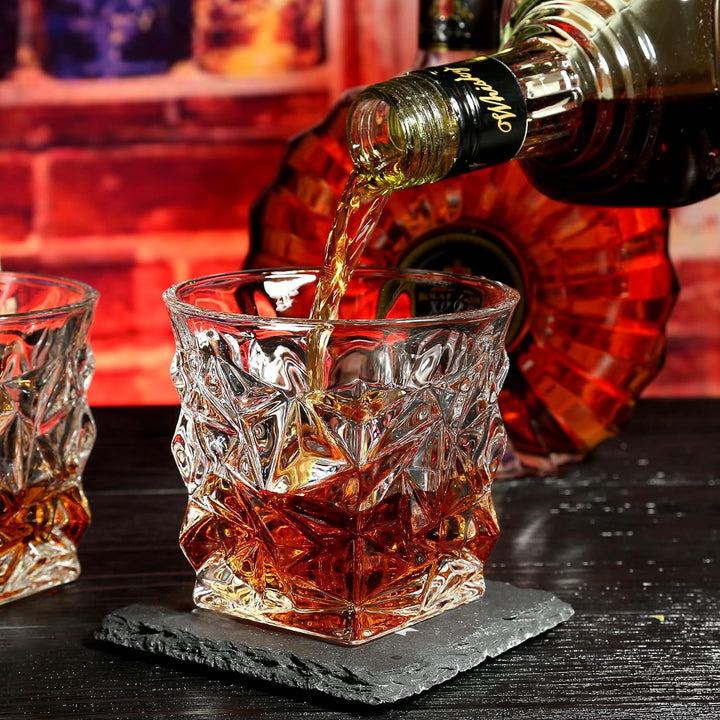 Whisky Stones and Glasses Gift Set, Whisky Rocks Chilling Stones in Handmade Wooden Box - Cool Drink