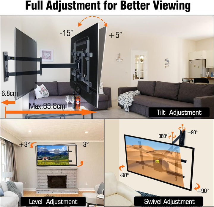FORGING MOUNT TV Wandhalterung mit 820mm Langem Arm Wandhalterung Fernseher für 32-75 Zoll LCD/LED F