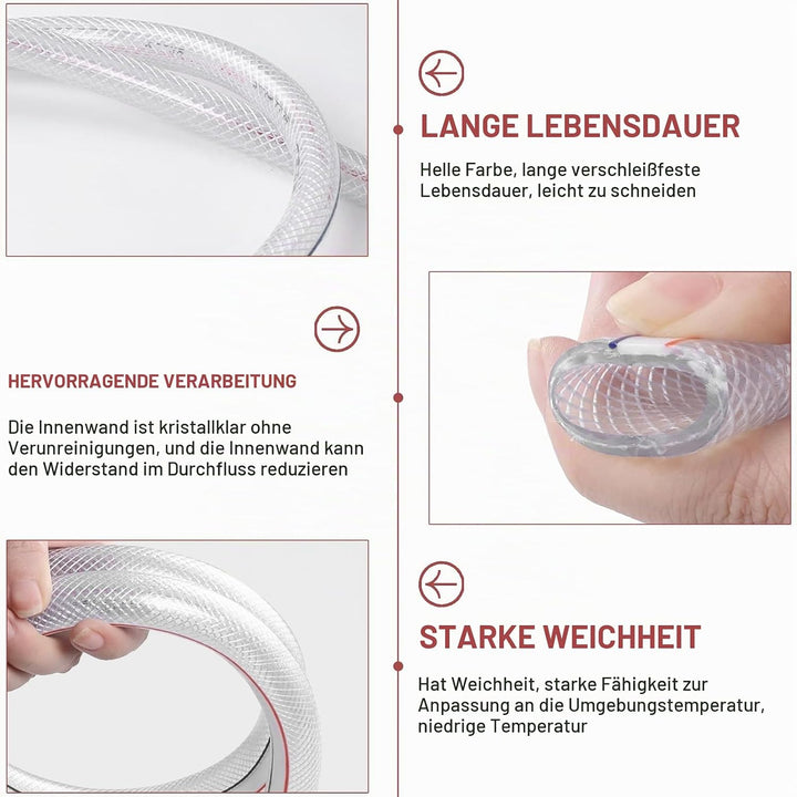 Trinkwasserschlauch, 25x33mm Gewebeschlauch PVC Schlauch mit Gewebe, Wasserschlauch mit Schlauchsche
