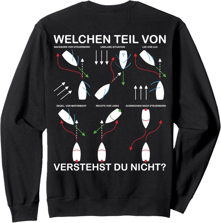 Ausweichregeln KVR Lustiges Boot, Schiff & Yacht Rückenprint Sweatshirt