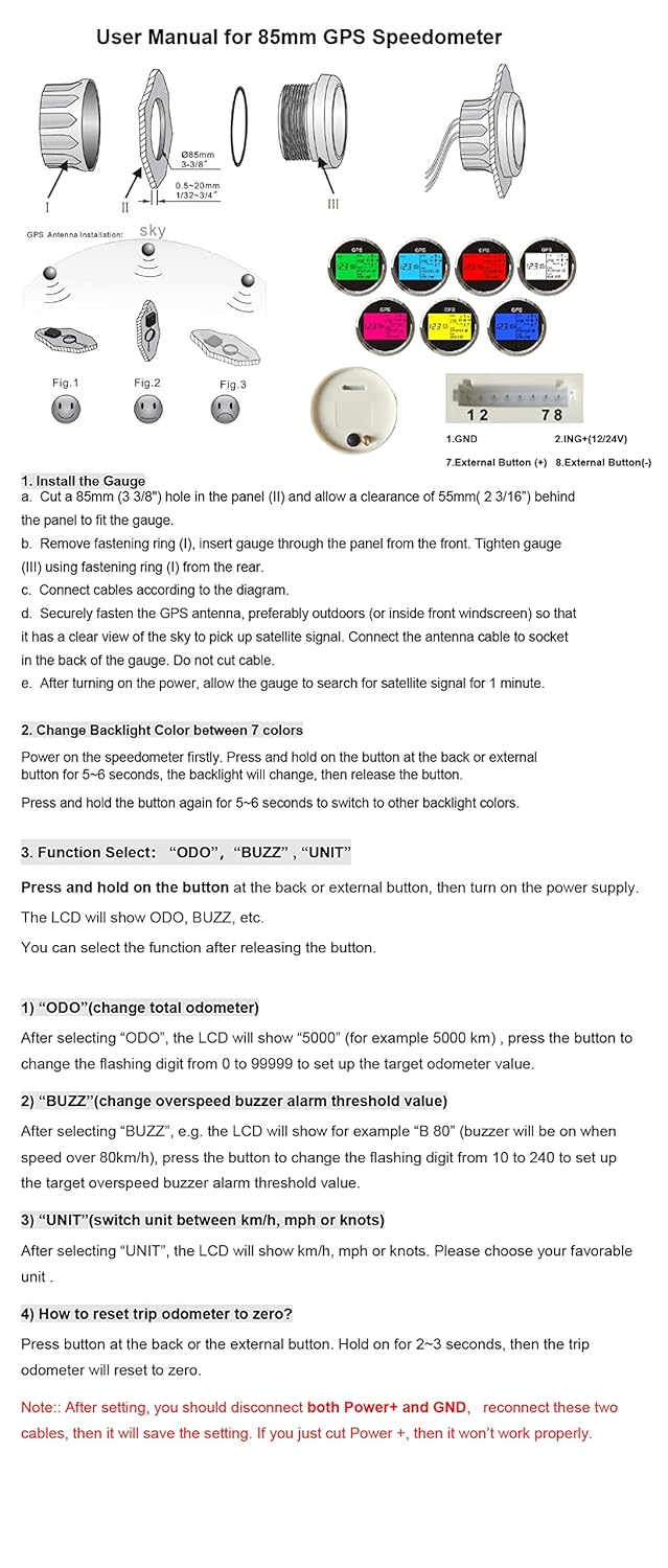 ELING GPS Tachometer Digitale Geschwindigkeitsanzeige Kilometerzähler Kilometerzähler Für Auto Marin