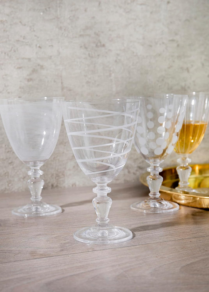 MIKASA Cheers Wein Gläser Set, Weingläser Weisswein aus Kristallglas, Gläser mit Motiven, 4 Weisswei