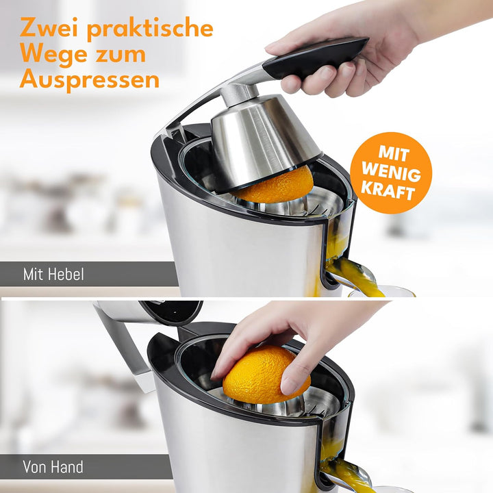 LEBENLANG Saftpresse elektrisch hohe Saftausbeute – 600W – Orangenpresse elektrische Zitruspresse, Z