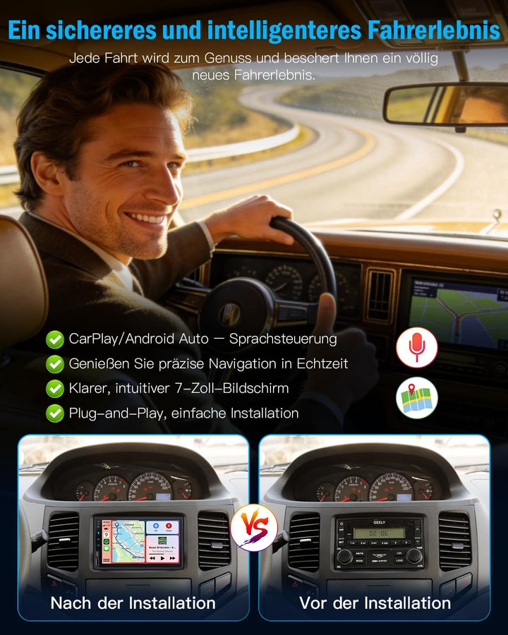 Doppel Din Radio Apple Carplay 7 Zoll 2Din Android Auto Autoradio mit HD IPS Bildschirm, Doppeldin C