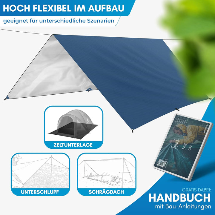 NORDMUT® Tarp 3x3/4m wasserdicht für optimalen Regen- und Sonnenschutz – Robuste Zeltplane kleines P